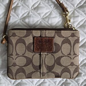 Coach Signature Brown and Tan Clutch